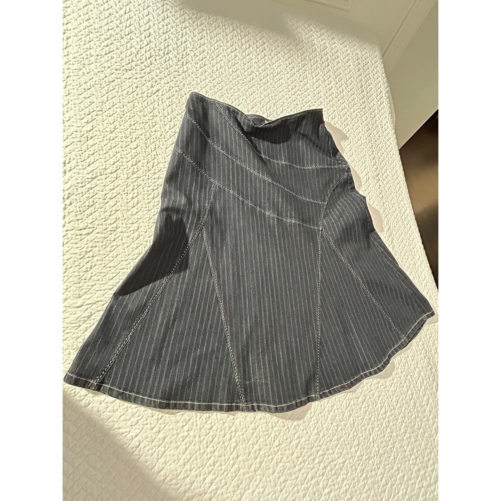 Minimalist CATO Dark Blue Denim A-Line Skirt/Cute Stitch Design Pattern/Size 16W - Picture 8 of 13